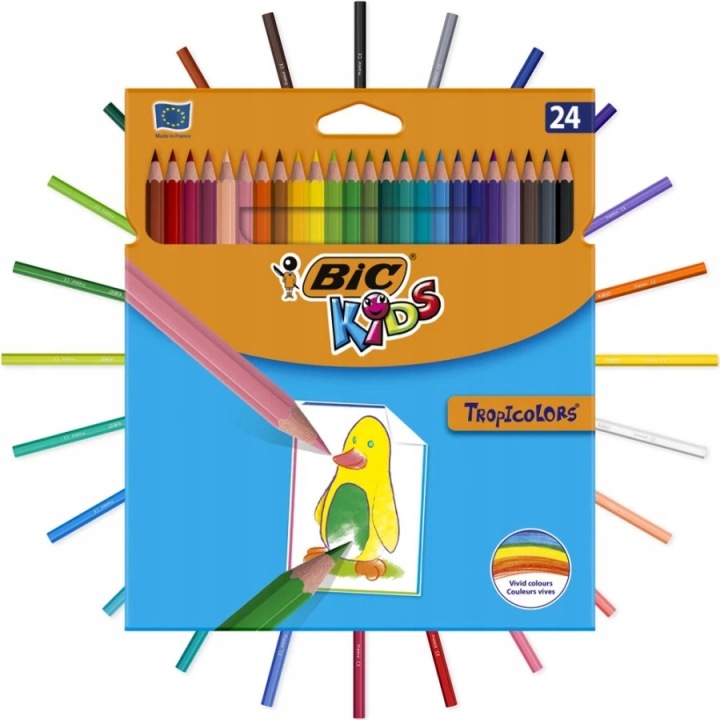BIC KIDS TROPICOLORS кольорові олівці міцні для дітей безпечні 24 шт. — фото 6