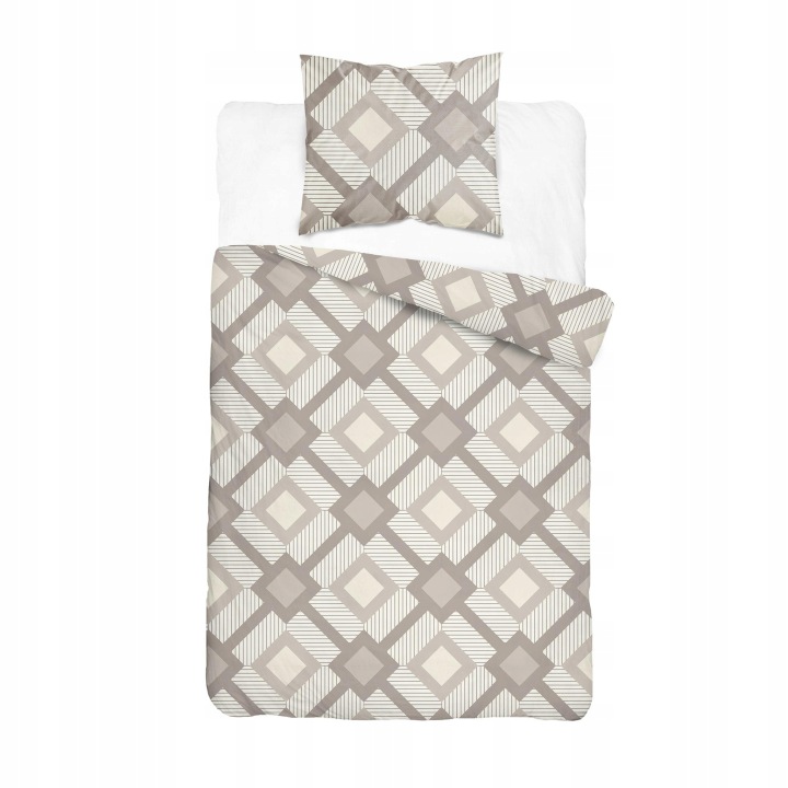 Povlečení 140x200 bílá béžová s geometrickými kosočtverci Home Satin