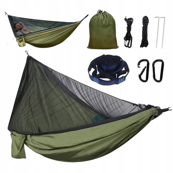 Turistická cestovní houpací síť s moskytiérou Survival 280 x 135 cm pro 2 osoby