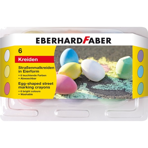 Eberhard Faber Крейда для асфальту у формі яєць 6 кольорів — фото 3