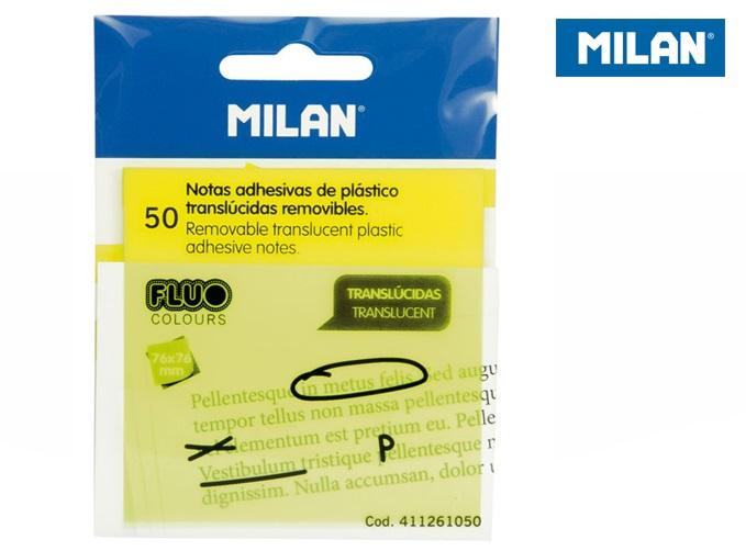 Стікери самоклеючі Milan FLUO прозорі жовті 76x76, 50 шт.