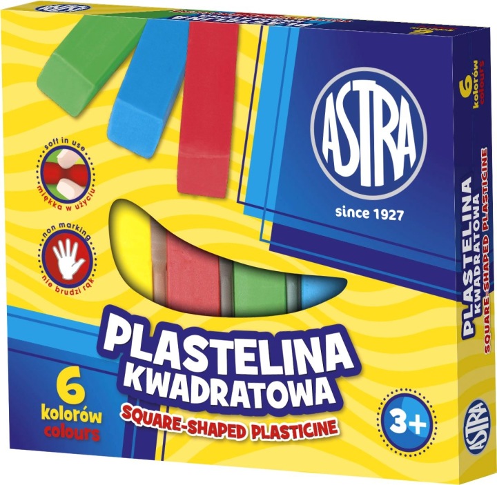 Шкільна пластилін ASTRA квадратна 6 кол. м'яка