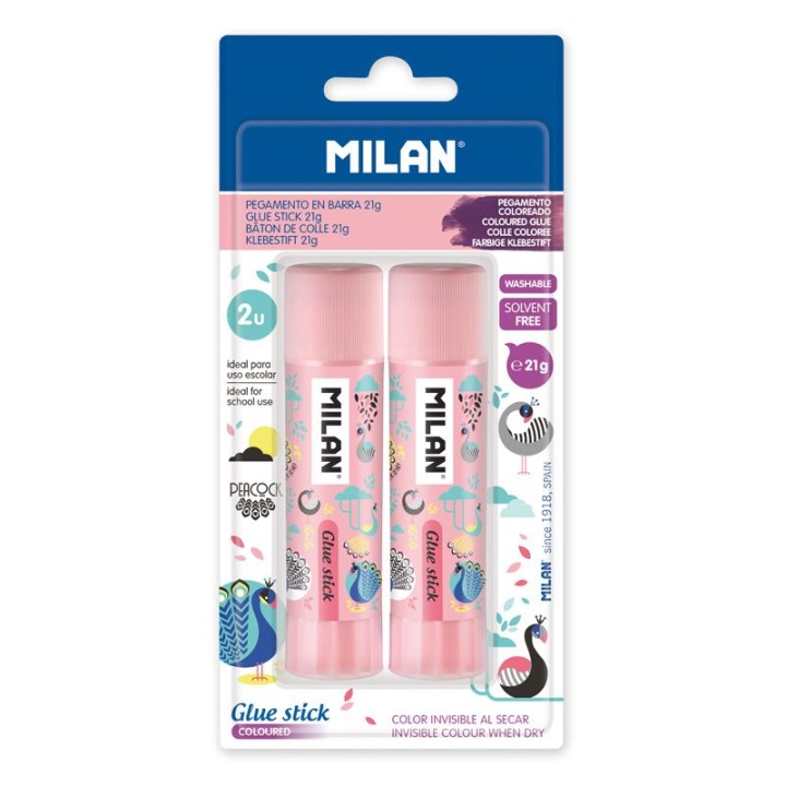 Клей-олівець 21 г рожевий 2 шт. MILAN