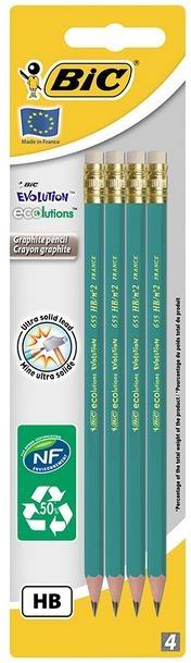 Олівець з гумкою BIC EVOLUTION HB 4 шт. — фото 4