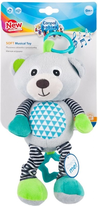 Canpol babies плюшева іграшка з музичною скринькою 0+ BEARS сіра — фото 2
