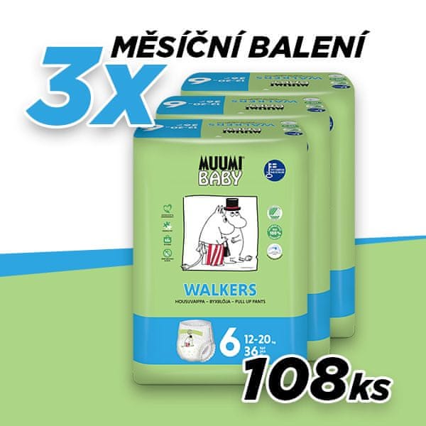 MUUMI BABY штани 6 JUNIOR еко трусики-підгузки вбирні MOOMIN 12-20 кг 36 3 шт. — фото 2