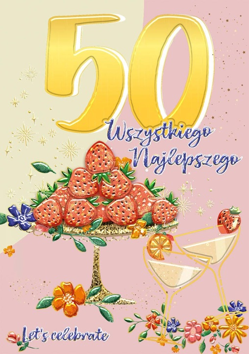 Листівка A5 День народження 50 - Таця з полуницями — фото 2