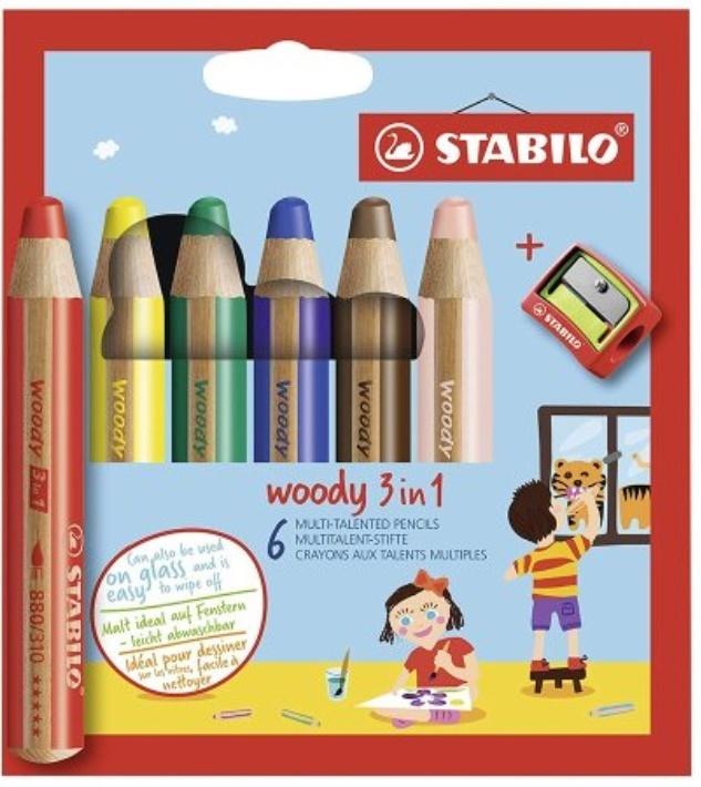 Олівці Stabilo Woody 3 в 1 6 шт. + Точилка — фото 2