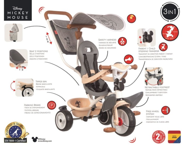 Велосипед триколісний Smoby Baby Balade Коричневий, Сірий Уцінка (виставковий) — фото 4