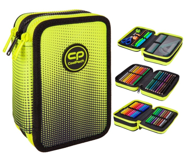 Пенал шкільний COOLPACK градієнт жовтий з наповненням з трьома відділеннями великий