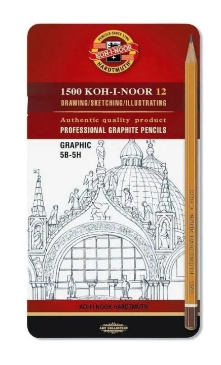 Олівці графітові Koh-I-Noor Art 1502/II 8B-2H 12 шт. набір для малювання — фото 10