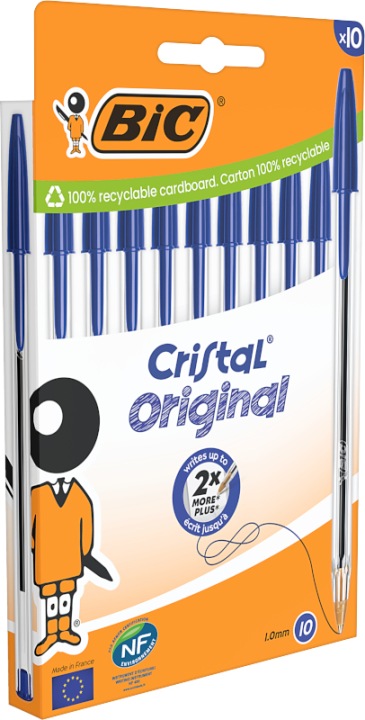 Ручки BIC Cristal Original Сині 1.0 мм – 10 шт. Оригінальні — фото 5