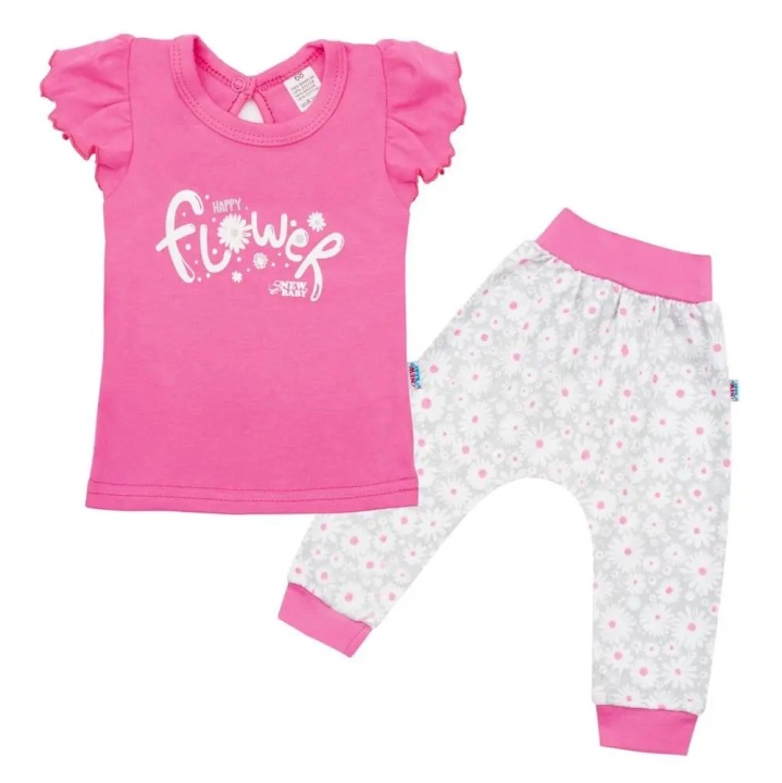 2-предметний комплект New Baby Happy Flower темно рожевий, vel. 62 (3-6 міс.)