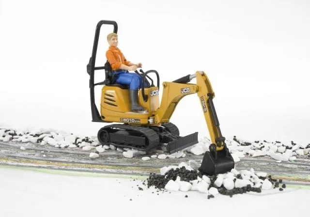 Мікроекскаватор JCB 8010 CTS з фігуркою будівельника Bruder 62002 — фото 8