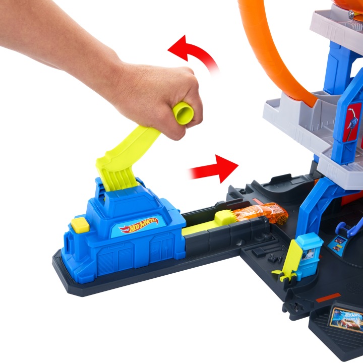 HOT WHEELS CITY набір мега гараж паркінг гігапетля + машинка, гелікоптер — фото 8