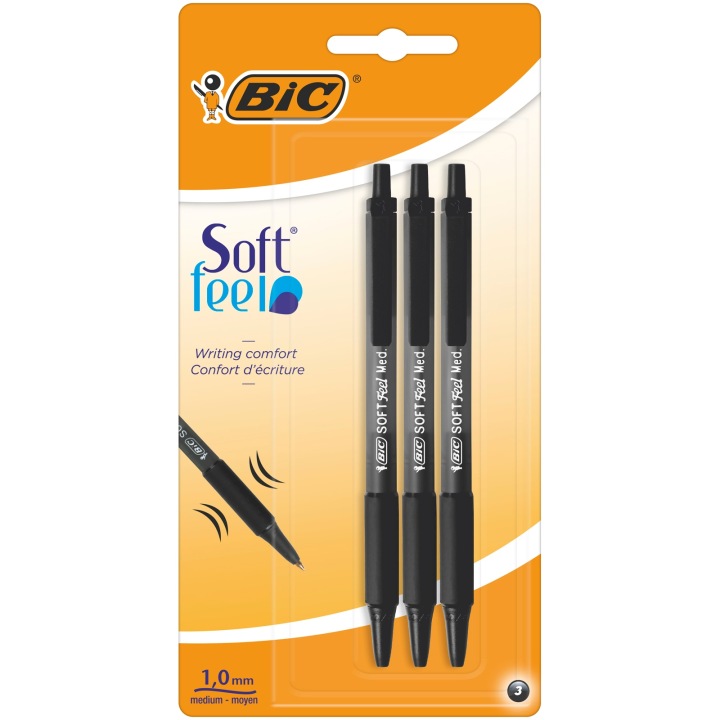 Ручка чорна SOFT FEEL BLS 3 шт. BIC — фото 3