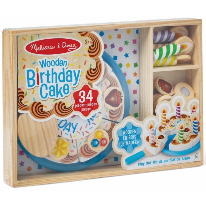Melissa & Doug Дерев'яний Торт На день народження для нарізання 33 аксесуари Липучки — фото 6