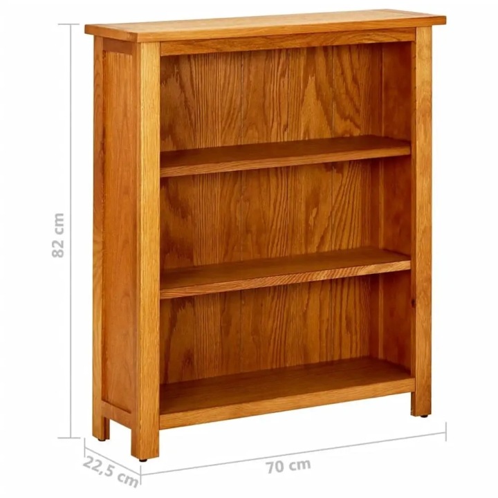 vidaXL Стелаж для книжок з 3 полицями, 70x22,5x82 см, масив дерева дубові — фото 10