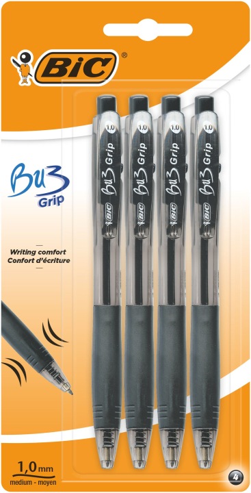 Ручка автоматична чорна BIC Bu3 GRIP - набір 4 шт. — фото 4