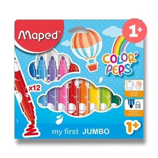 Фломастери дитячі ColorPeps Jumbo 12 кольорів ( 1+) Maped — фото 2