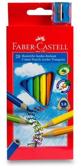 Олівці JUMBO трикутні 20 кольорів для олівців + точилка FABER-CASTELL — фото 2