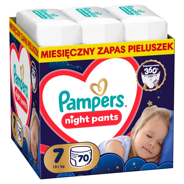 Pampers Night Штани Щомісячні box Трусики-підгузки Розмір 7, 70 шт., 15 кг+