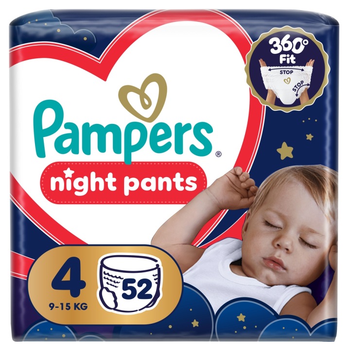 Pampers Night Штани Трусики-підгузки на ніч Розмір 4, 52 шт., 9 кг-15 кг