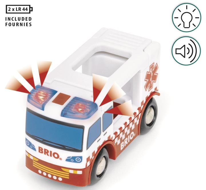 Brio World 36035 Швидка допомога Рятувальна Швидка допомога Світло Звук Транспортний засіб на рейки — фото 4
