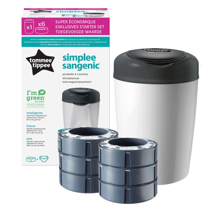 Кошик для підгузків Tommee Tippee Simplee + вкладиші змінні, 6 шт.