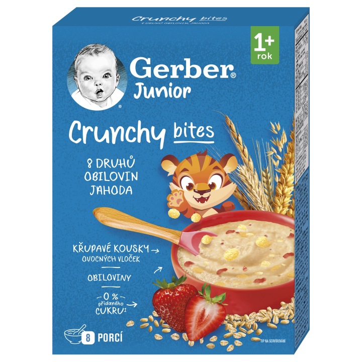 Gerber Junior Crunchy Bites Кашка 8 злаків з полуницею 200 г - — фото 2