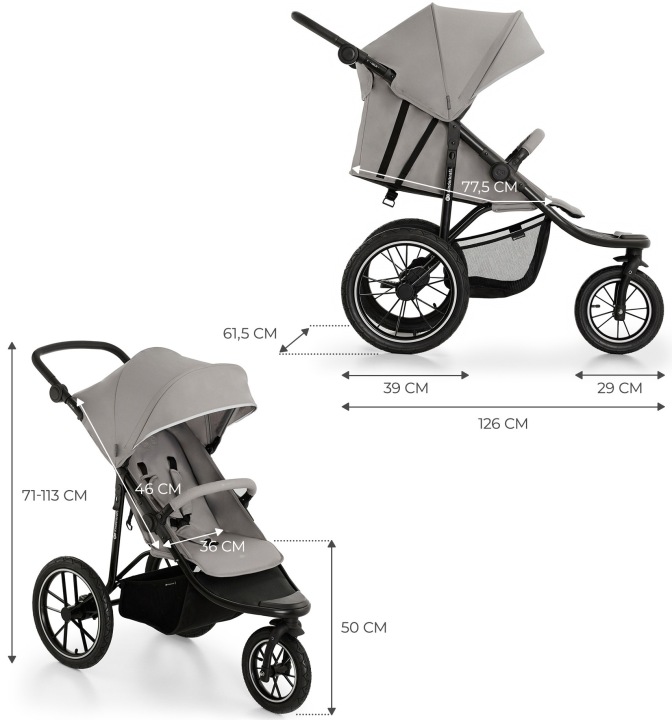 Візок прогулянковий триколісний Kinderkraft HELSI 2 біговий всюдихідний sport сірий (виставковий) — фото 8