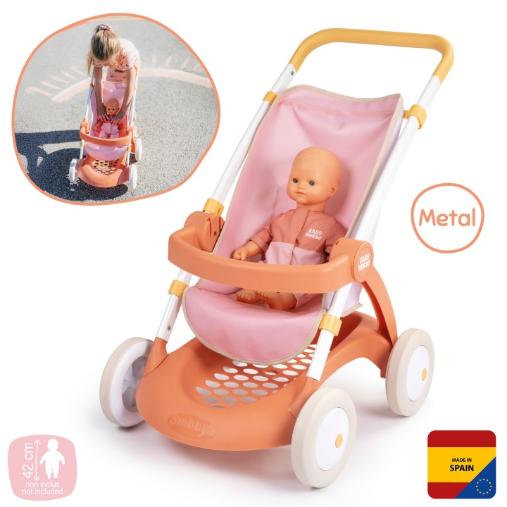 SMOBY BABY NURSE візок для ляльок до 42 см прогулянкова коляска рожева 18 міс.+ — фото 3