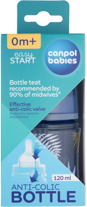 CANPOL BABIES Пляшка антиколікова EasyStart Sleepy Золотий 0 міс.+ Синя 120 мл — фото 4