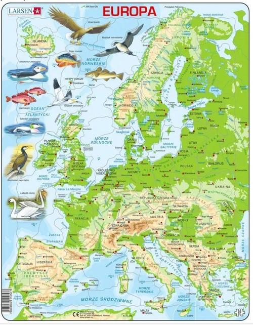 Puzzle Larsen 0 elementów Układanka Mapa topograficzna Europy 87 elementów