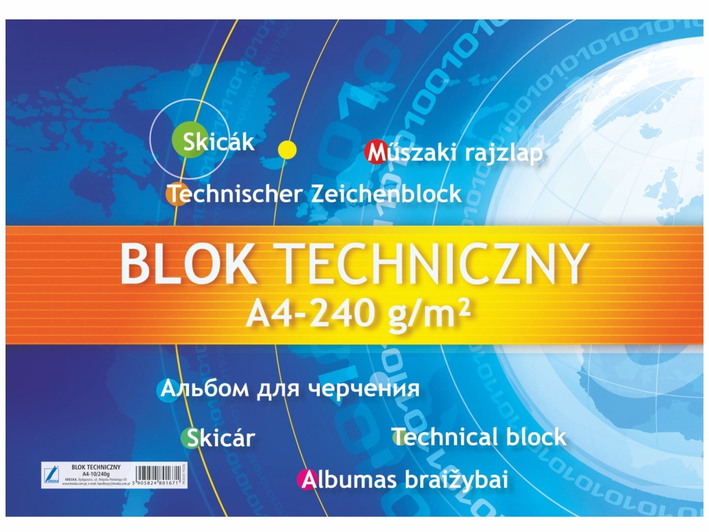 Blok techniczny Kreska A4 biały 240 g/m2 10 kartek