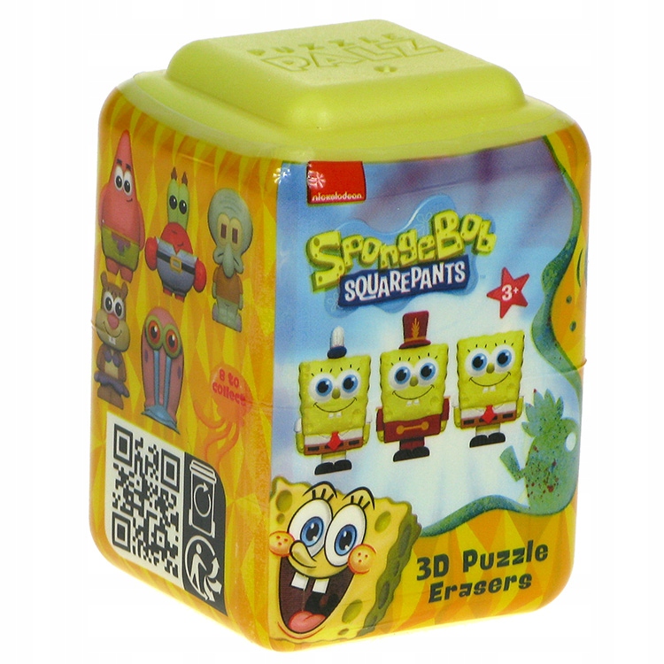 SpongeBob Puzzle Palz: puzzle 3D, gumka, mini figurka - box niespodzianka