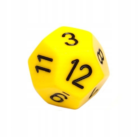 Kość RPG K12 kostka do gry żółta