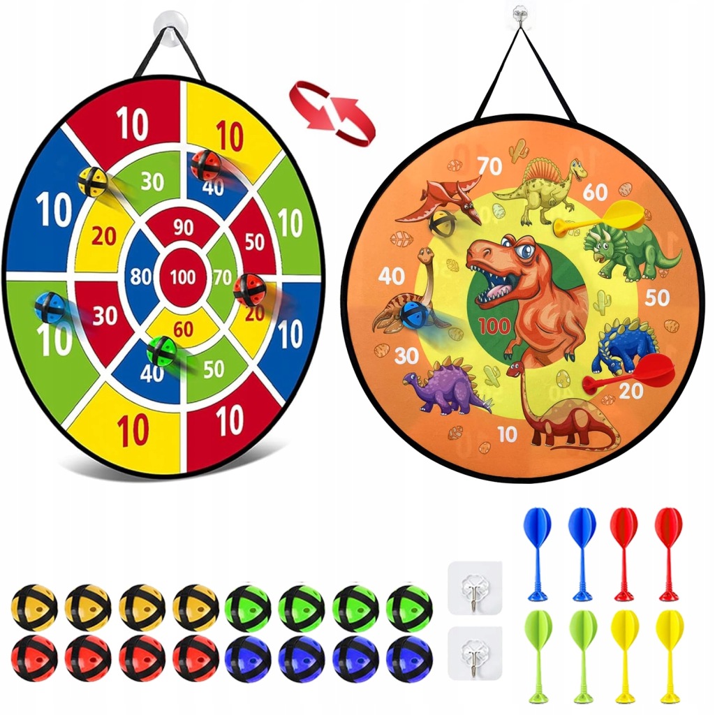 Dart Rzutki Na Rzepy Tarcza Lotki 8 Rzutek+16 kulkami 66cm Gry Dziecięce
