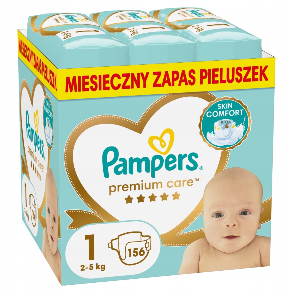 Pieluszki jednorazowe Pampers Premium Care rozmiar 1 2-5 kg 156 szt.