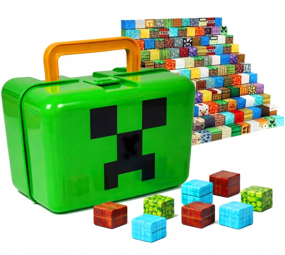 Klocki magnetyczne Minecraft BLOKI DUŻY ZESTAW 100 Ele.Figurki Walizka