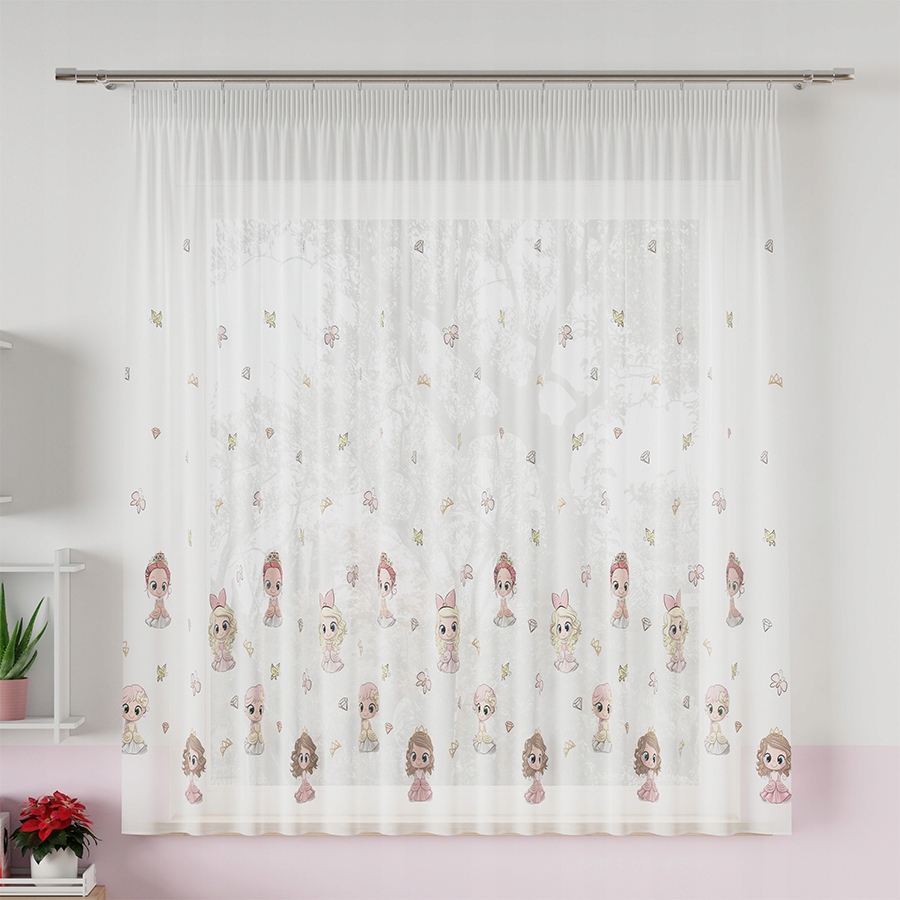 Firany Woalowe Firana Gotowa Dziecięca Woal Lalka Taśma sz210x150