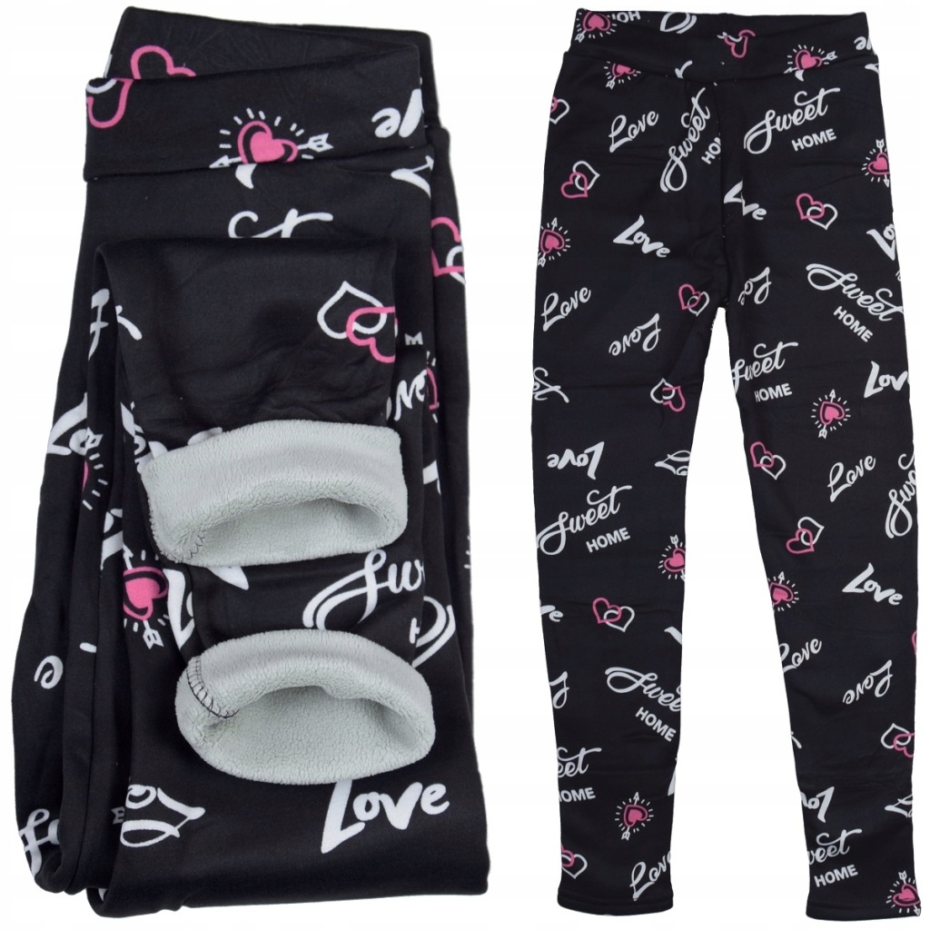 CIEPŁE legginsy 6907/8S GETRY OCIEPLONE GRUBYM POLAREM 122/128