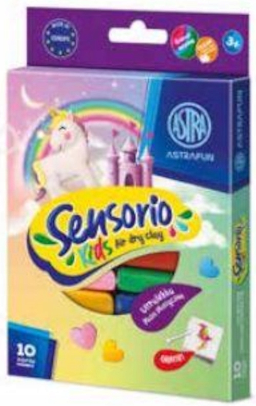 Astra SENSORIO Ultralekka MASA PLASTYCZNA piankolina 10 kolorów Jednorożec