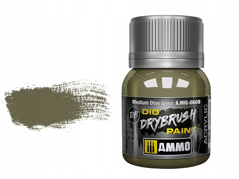 Farba AMMO of Mig Jimenez Drybrush Medium Olive Green 40ml