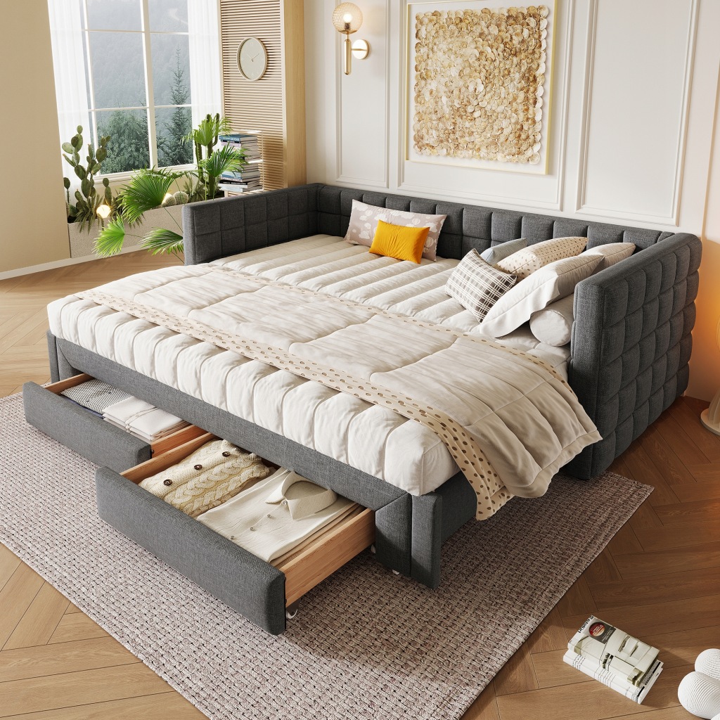 Sofa rozkładana 90x200cm, łóżko wysuwane (rozkładane do 180 cm),2 szuflady