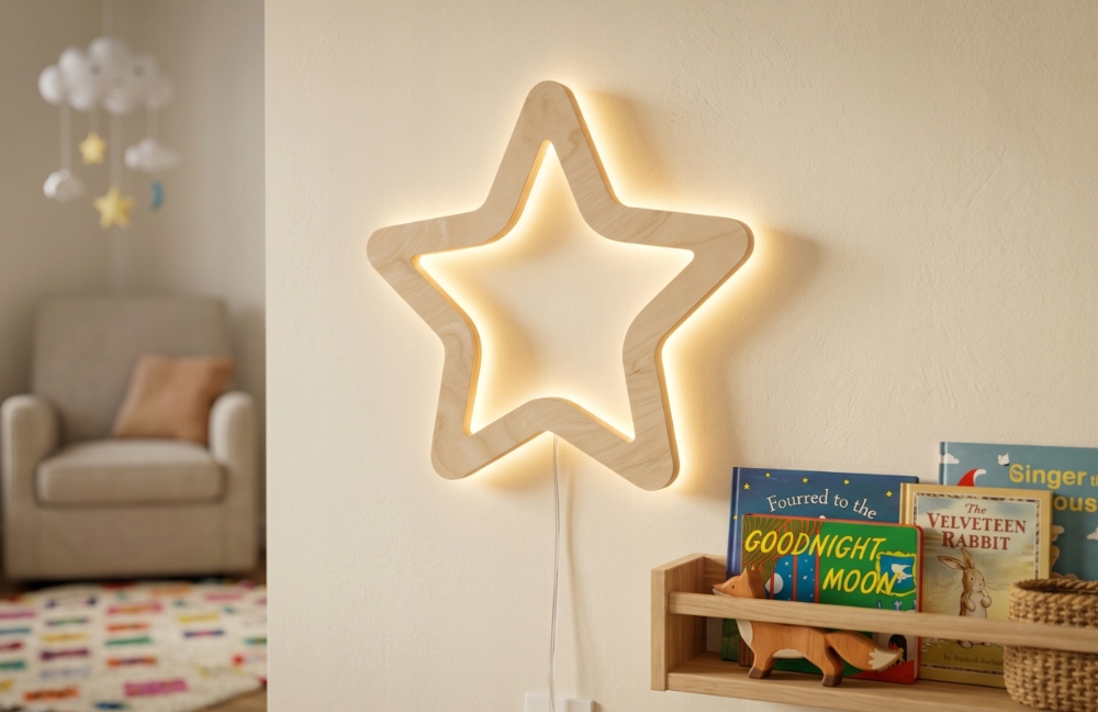 Podświetlana gwiazdka LED na ścianę , ozdoba, dekoracja, lampka nocna