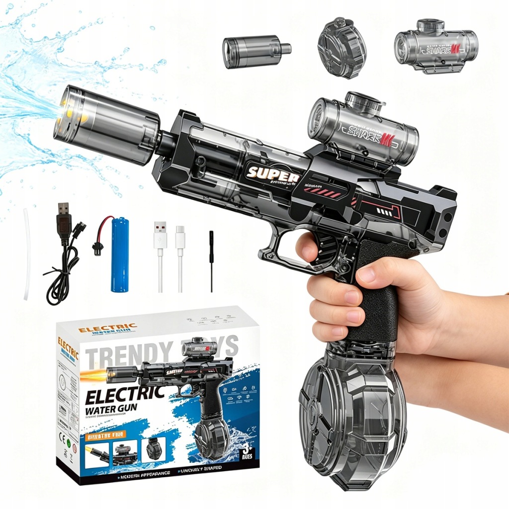 Pistolet na Wodę Elektryczny LED Mocny Strzał ZBIORNIK