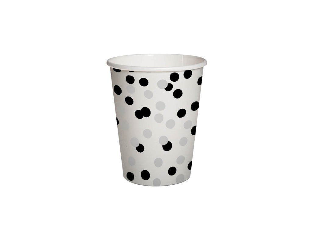 Kubeczki srebrno-czarne Konfetti 250 ml 10szt