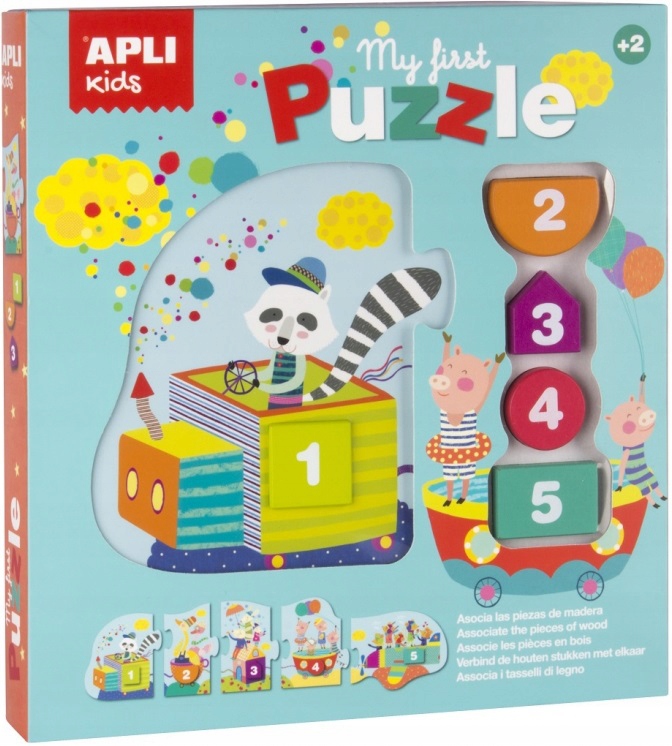 POCIĄG pierwsze puzzle tekturowe 5 el. cyfry APLI