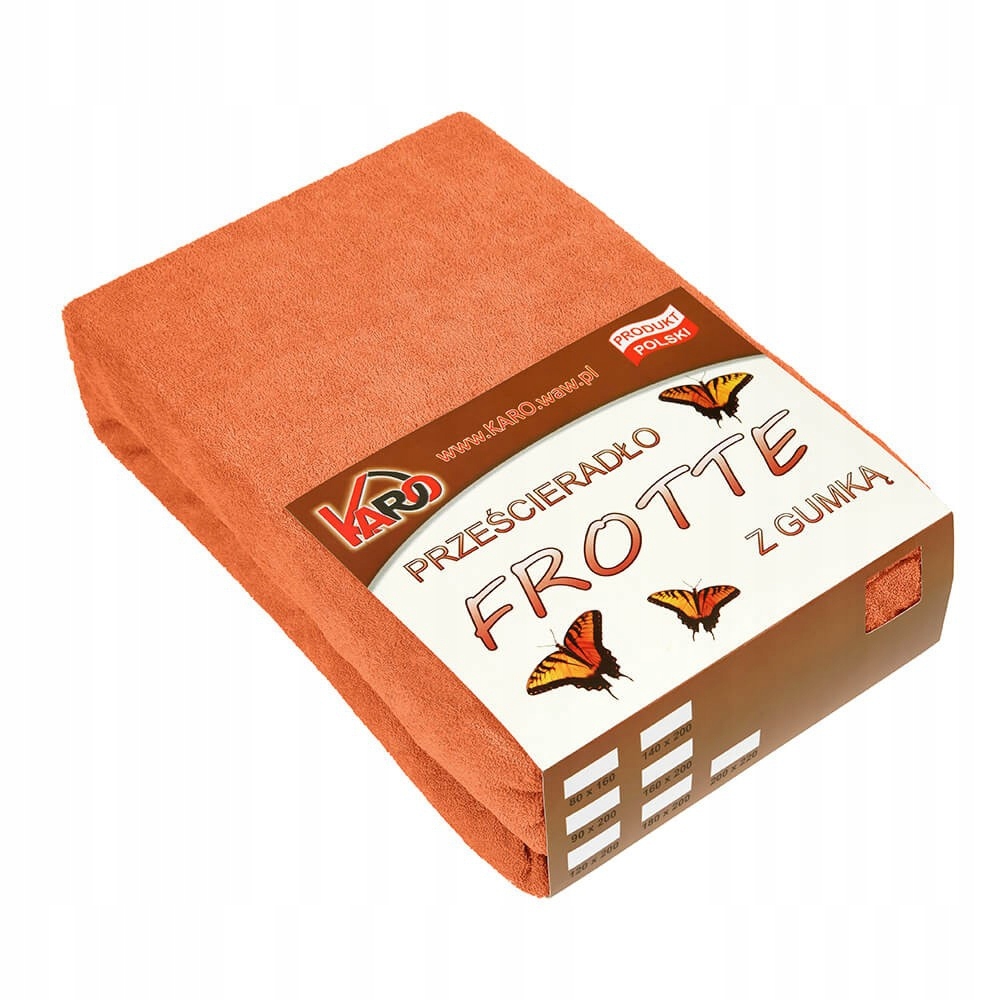 Prześcieradło frotte z gumką 180x200 rude KARO